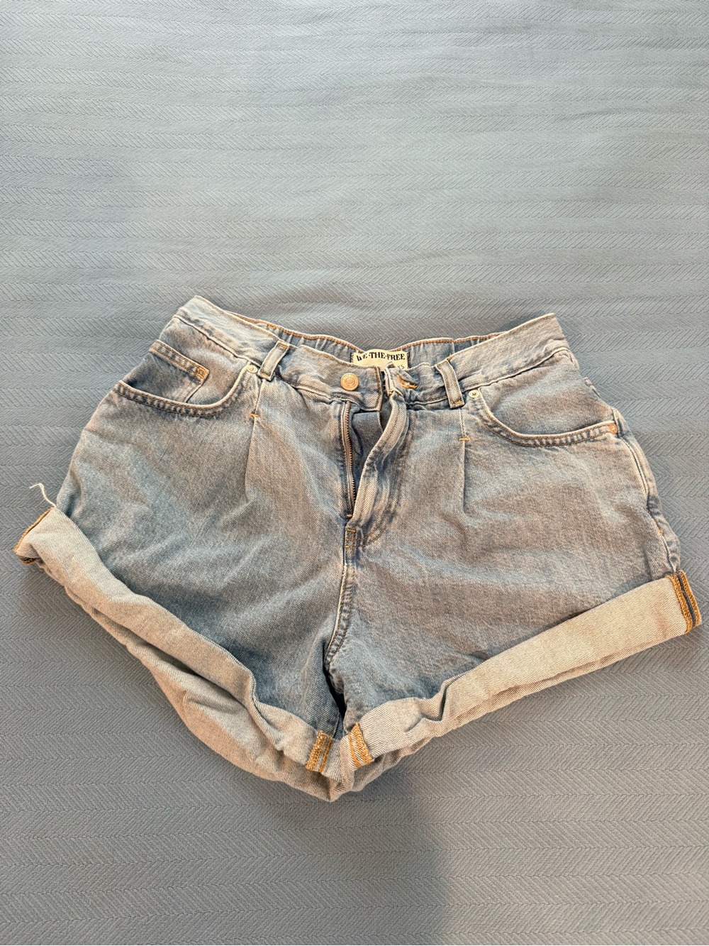 We The Free Light Blue Denim Roll-Cuff Women's Shorts